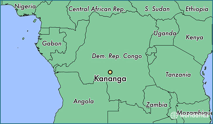 map showing the location of Kananga