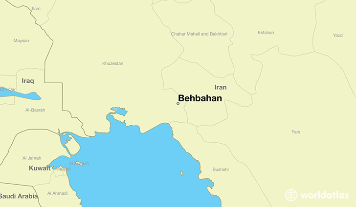 map showing the location of Behbahan
