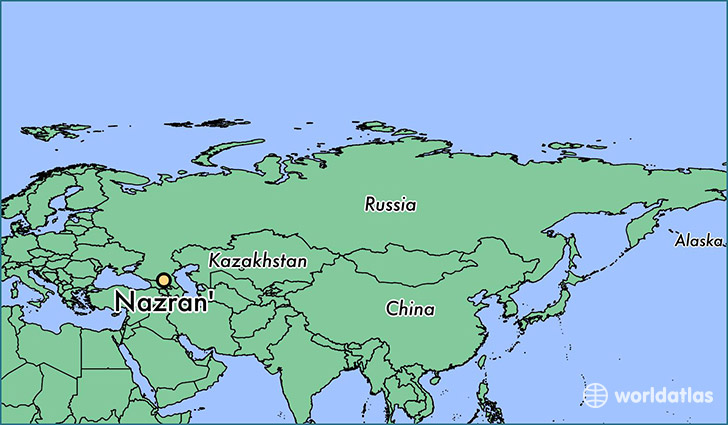 map showing the location of Nazran'