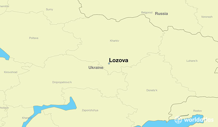 map showing the location of Lozova