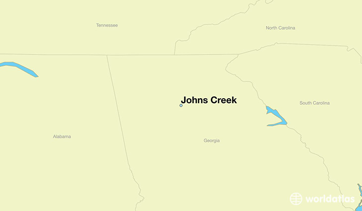 map showing the location of Johns Creek