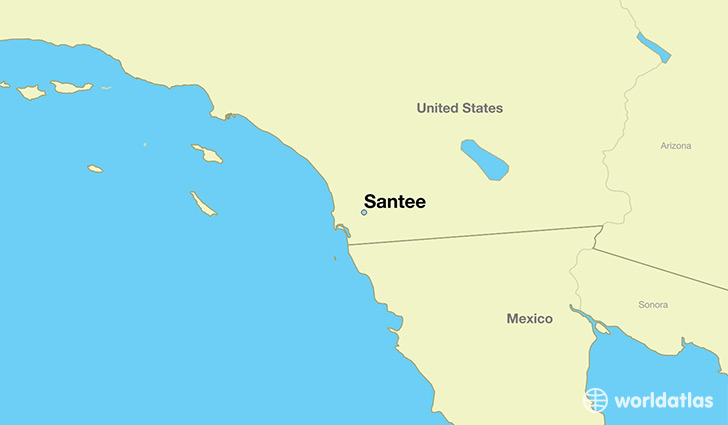 map showing the location of Santee