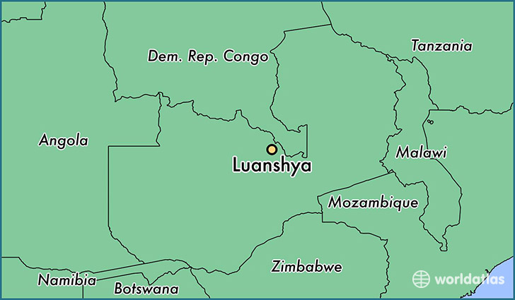 map showing the location of Luanshya