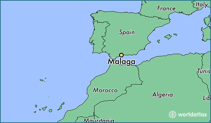 map showing the location of Malaga