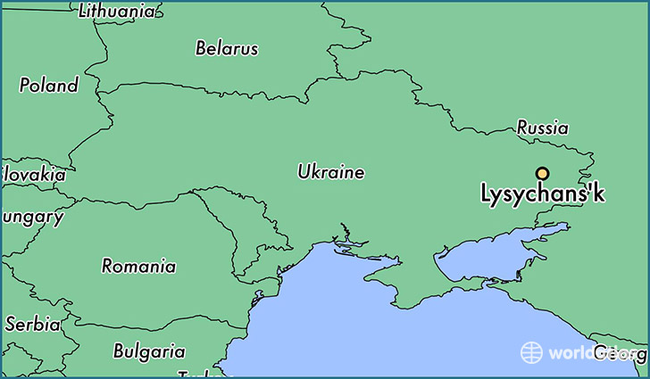 map showing the location of Lysychans'k