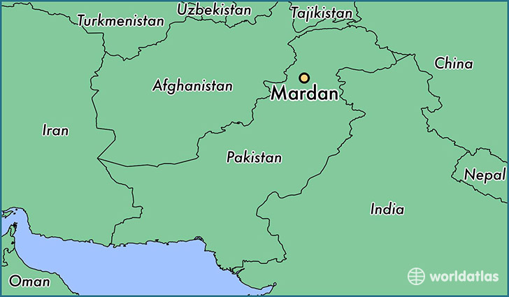 map showing the location of Mardan