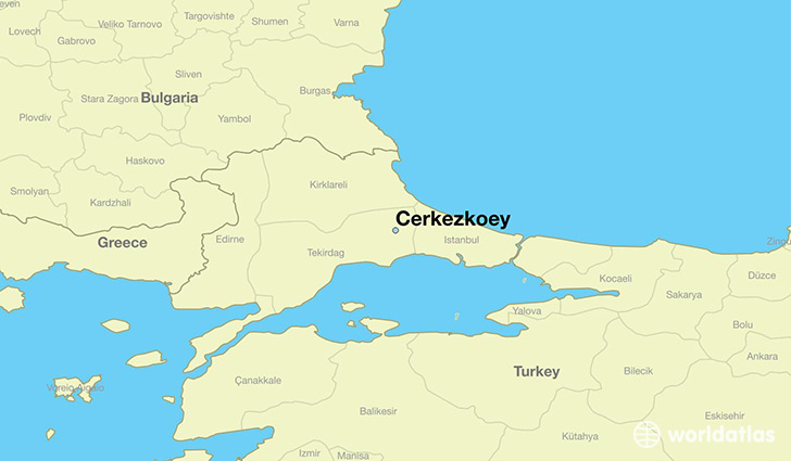 map showing the location of Cerkezkoey