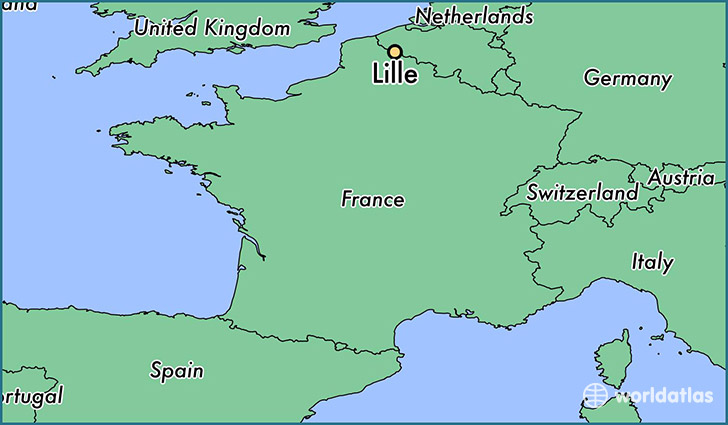 map showing the location of Lille