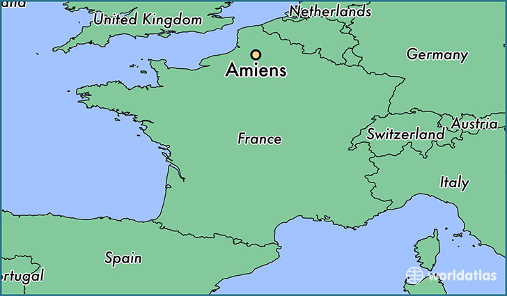 map showing the location of Amiens