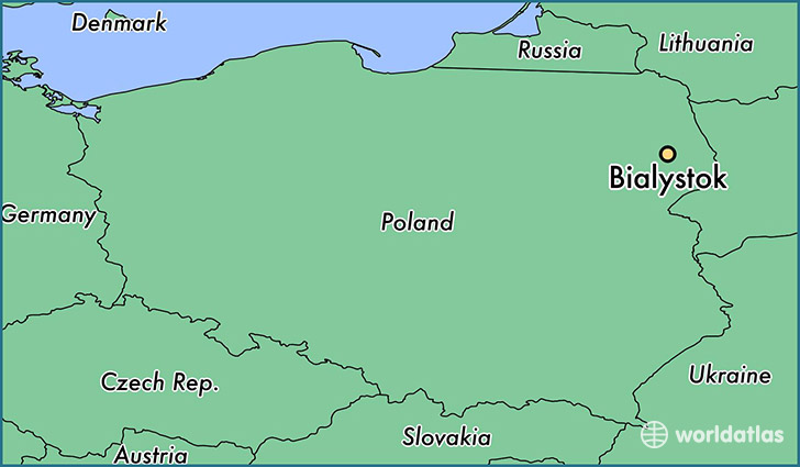 map showing the location of Bialystok