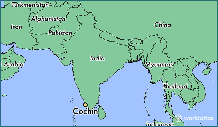 map showing the location of Cochin