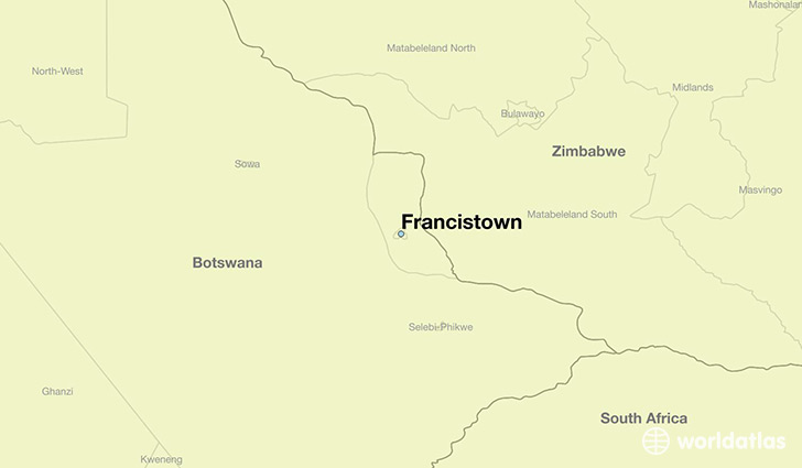 map showing the location of Francistown