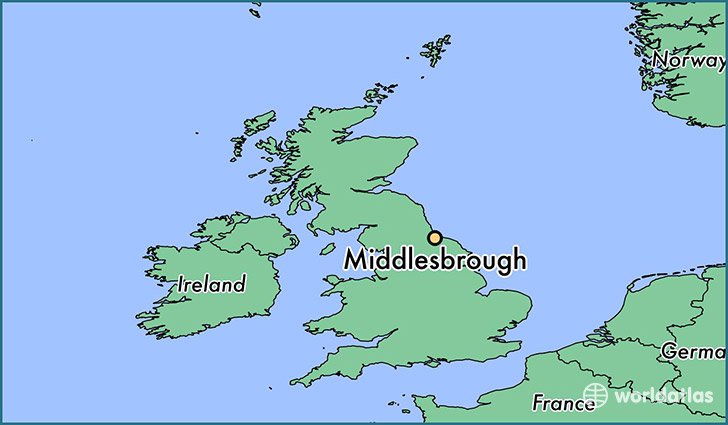 map showing the location of Middlesbrough