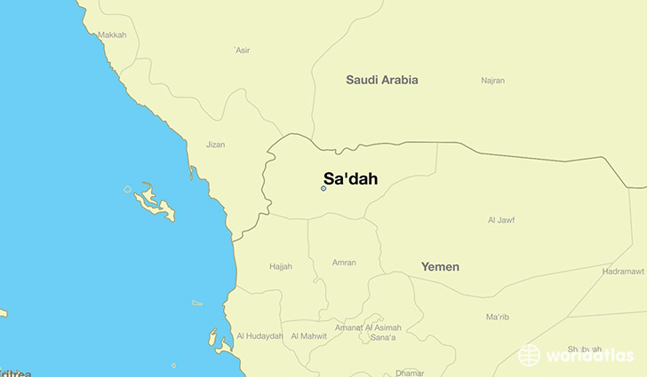map showing the location of Sa'dah