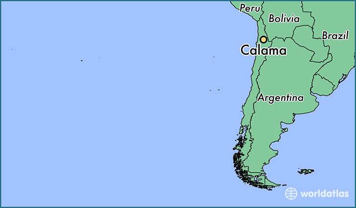 map showing the location of Calama