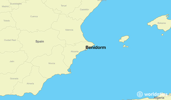 map showing the location of Benidorm