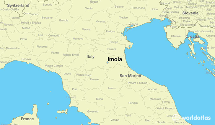 map showing the location of Imola
