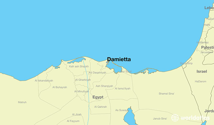 map showing the location of Damietta