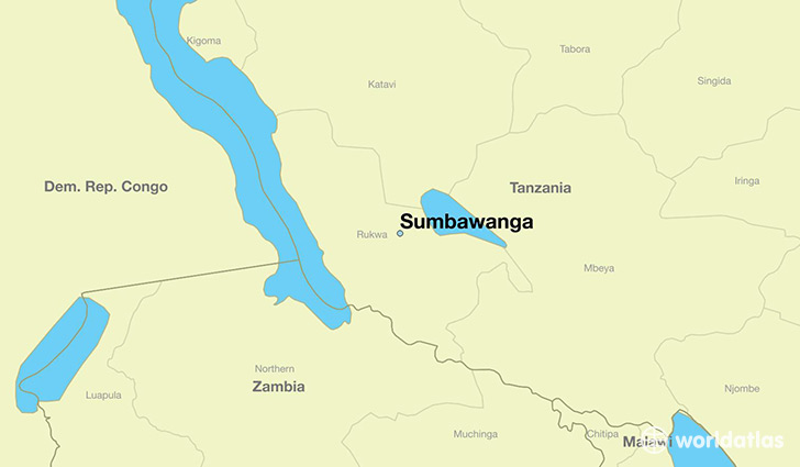 map showing the location of Sumbawanga