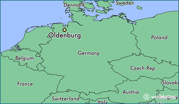 map showing the location of Oldenburg