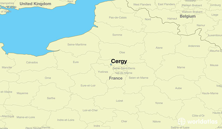 map showing the location of Cergy