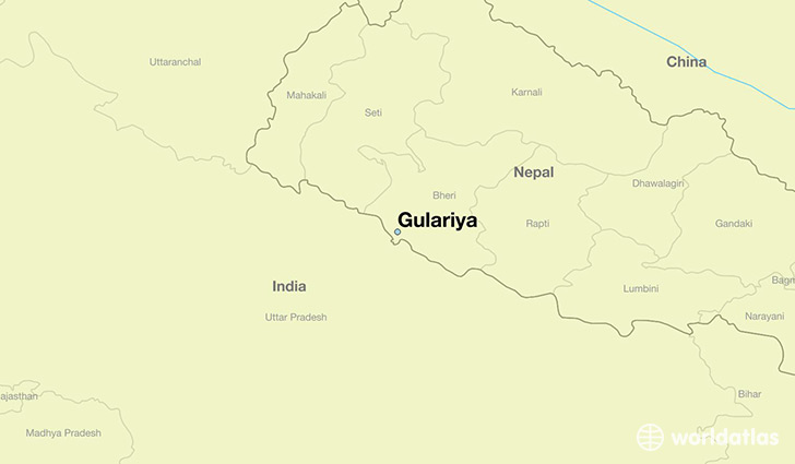 map showing the location of Gulariya