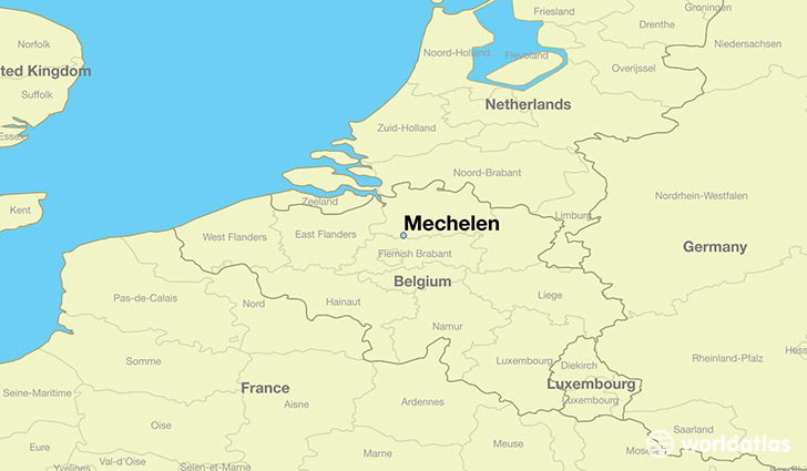 map showing the location of Mechelen