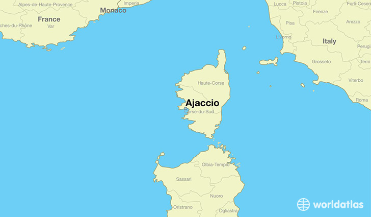 map showing the location of Ajaccio