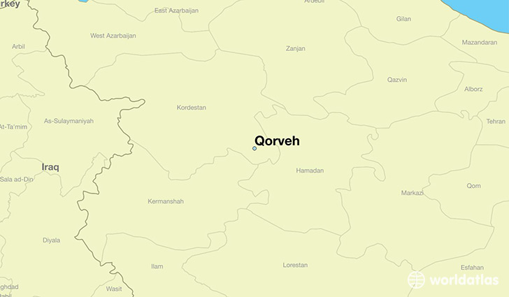 map showing the location of Qorveh