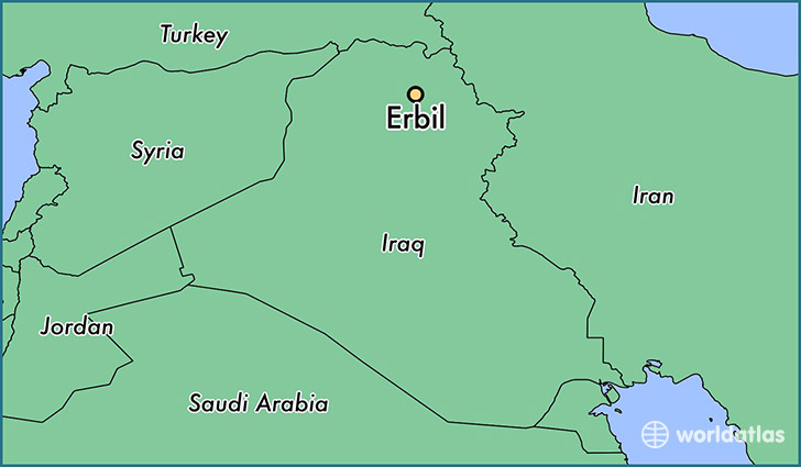 map showing the location of Erbil