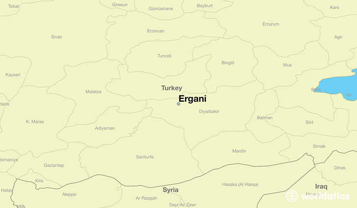 map showing the location of Ergani