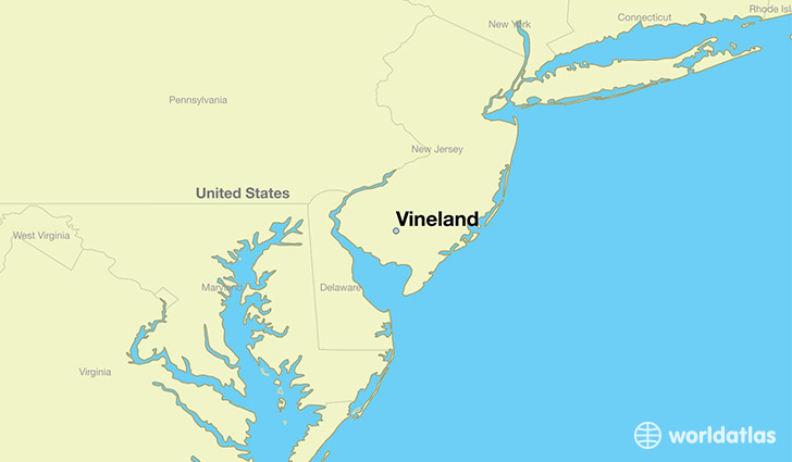 map showing the location of Vineland