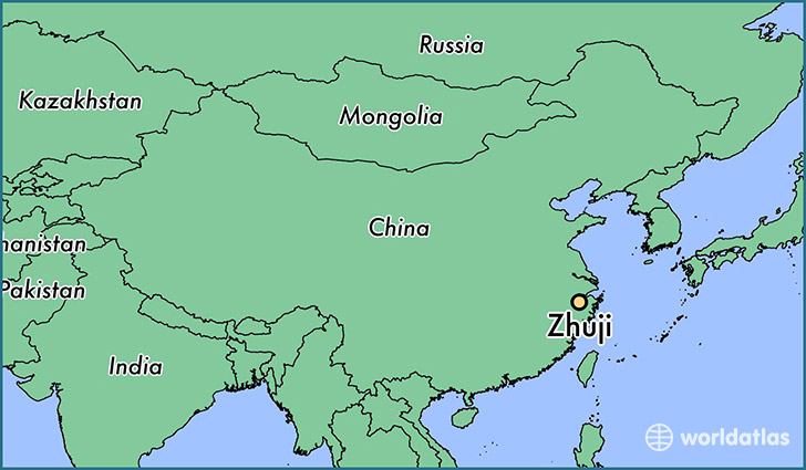 map showing the location of Zhuji