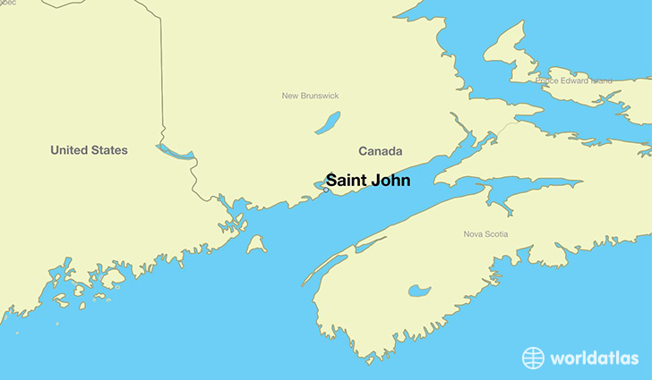 map showing the location of Saint John