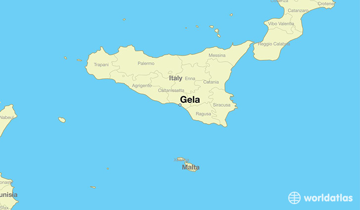 map showing the location of Gela