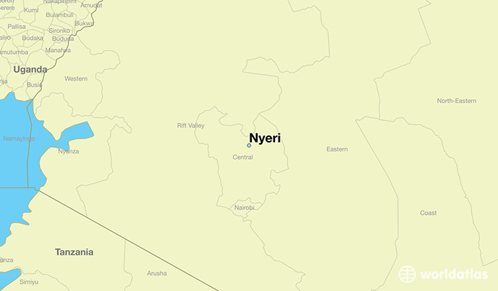 map showing the location of Nyeri