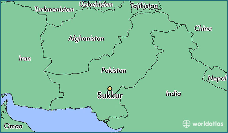 map showing the location of Sukkur