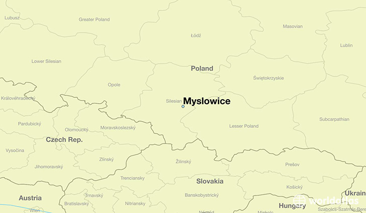 map showing the location of Myslowice