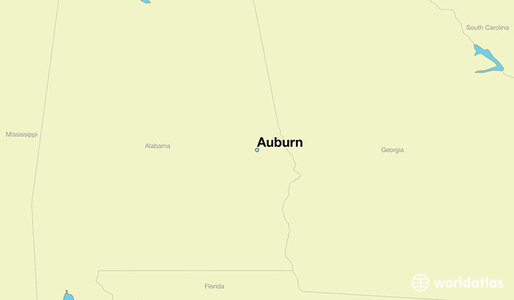 map showing the location of Auburn