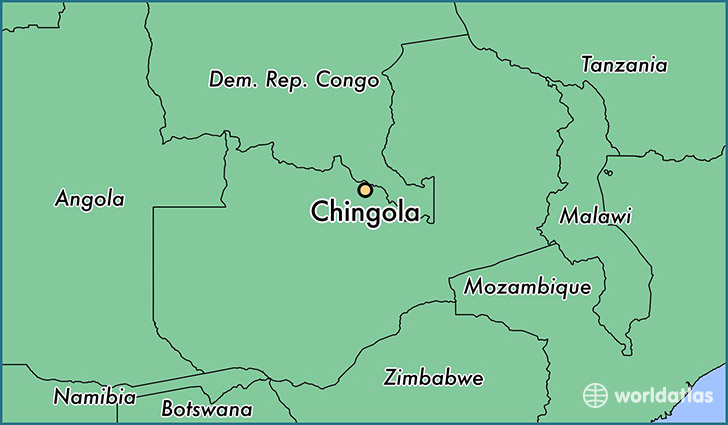 map showing the location of Chingola