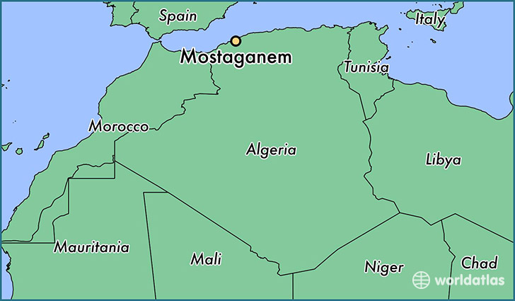 map showing the location of Mostaganem