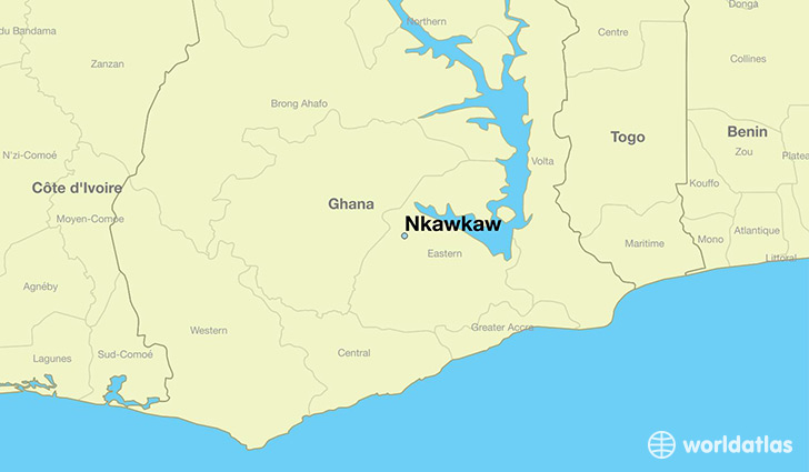 map showing the location of Nkawkaw