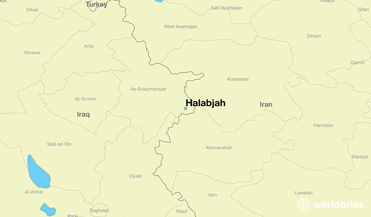map showing the location of Halabjah