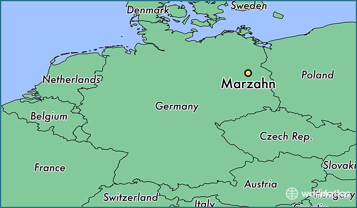 map showing the location of Marzahn
