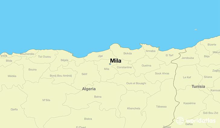 map showing the location of Mila