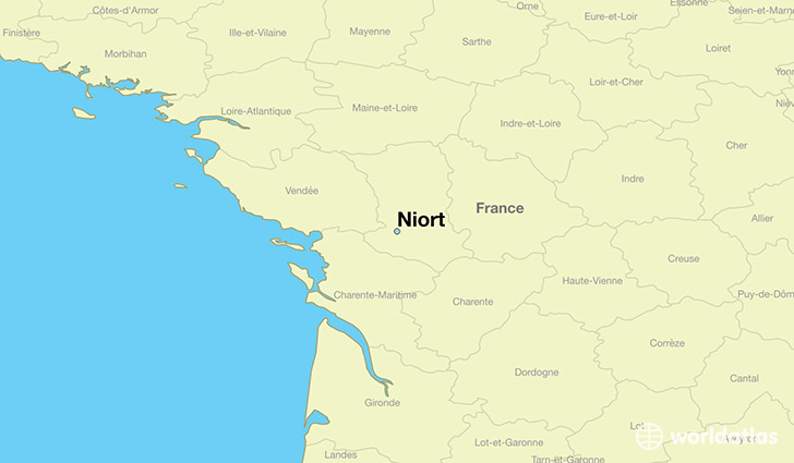 map showing the location of Niort