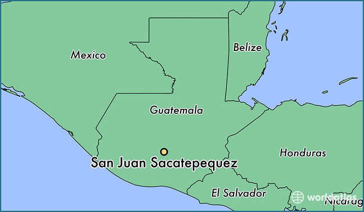 map showing the location of San Juan Sacatepequez