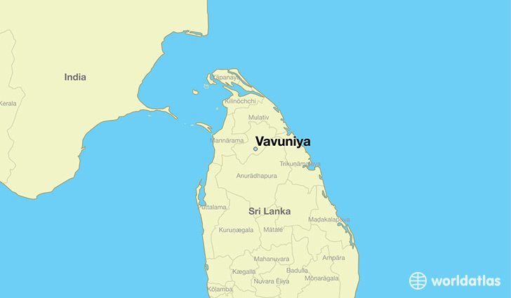 map showing the location of Vavuniya