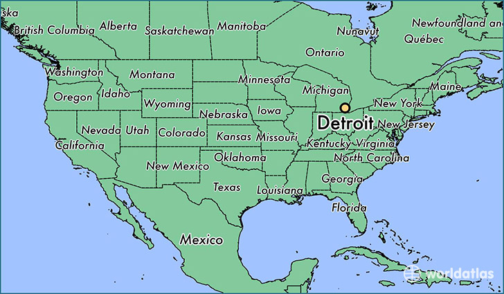 map showing the location of Detroit