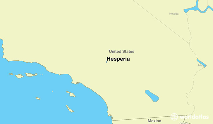 map showing the location of Hesperia